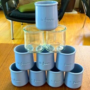 La Fermière terra-cotta and glass cups, lot of 10